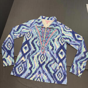 Lilly Pulitzer Preppy Designer Classic Geometric Quarter Zip Popover Small